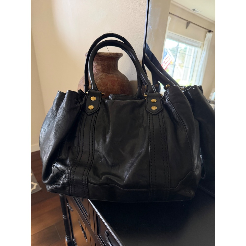 FRYE Melissa Leather Tote Black Shoulder Bag Women's Medium Size - Picture 14 of 14